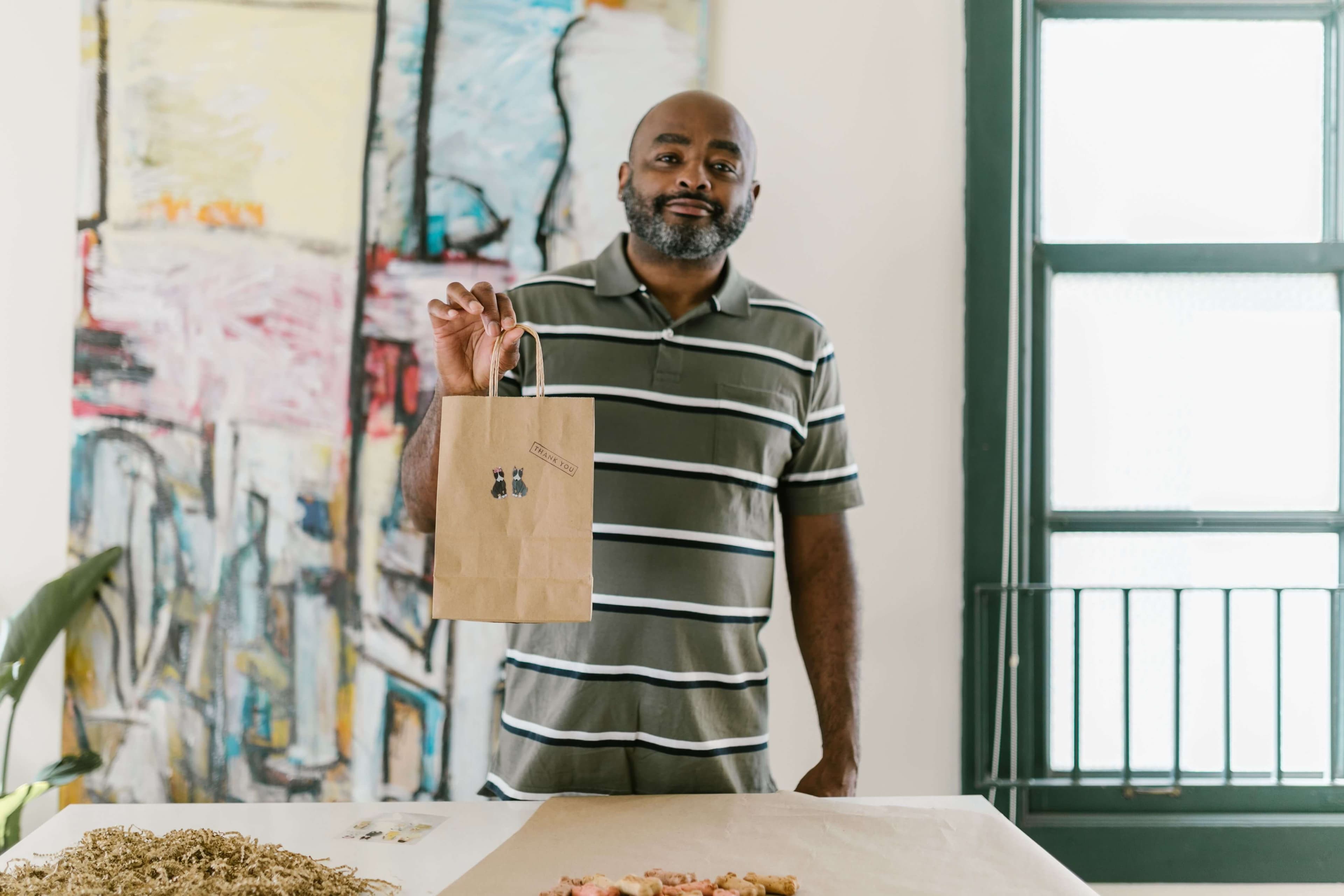 Small business owner smiling